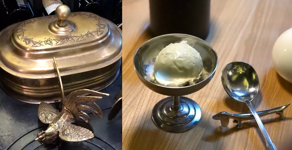 Старинные плиты, судки, креманки – и мороженое с горгонзолой