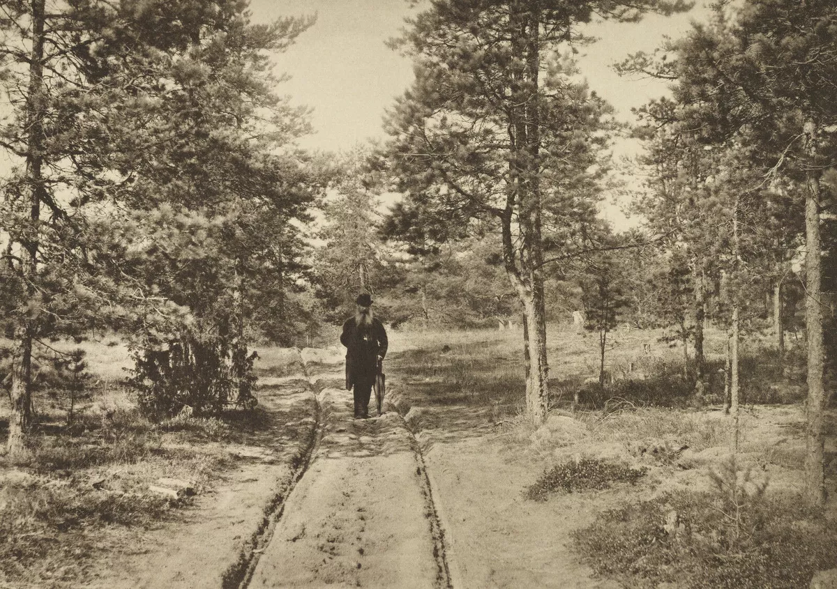 Е.П. Вишняков. Песчаная дорога в сосновом лесу. Портрет Ивана Шишкина. 1889