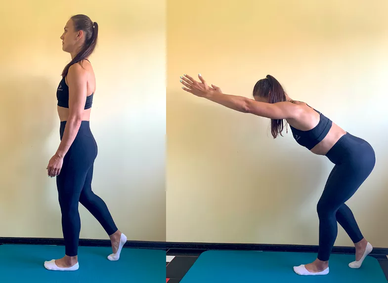 Ягодичный наклон прорабатывает мышцы ног, а также способствует развитию мобильности тазобедренного сустава