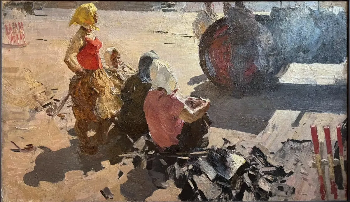 Асфальтировщицы. Якушин Анатолий Борисович. Холст, масло. 1962