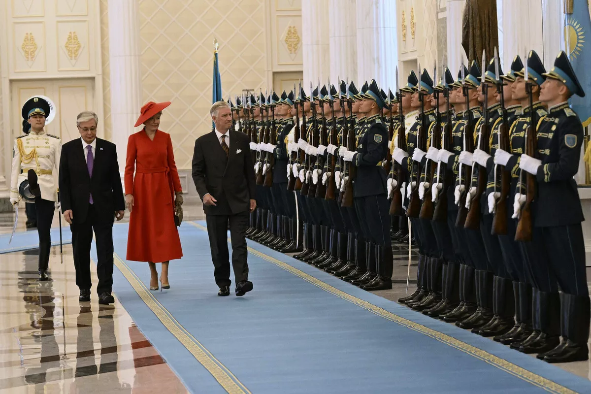 Президент Казахстана Касым-Жомарт Токаев, королева Бельгии Матильда и король Бельгии Филипп
