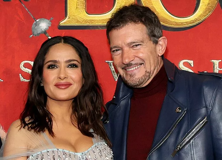 Сальма Хайек и Антонио Бандерас на премьере анимационного фильма Кот в сапогах: Последнее желание